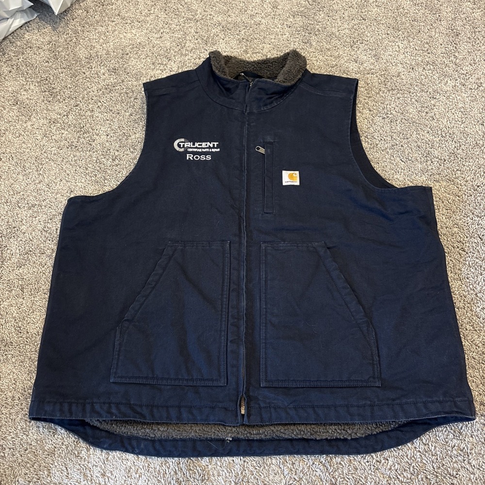 Carhartt 0V4277-M Loose Fit Men's Navy Blue Vest XL Embroidered Sherpa 104277